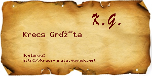 Krecs Gréta névjegykártya